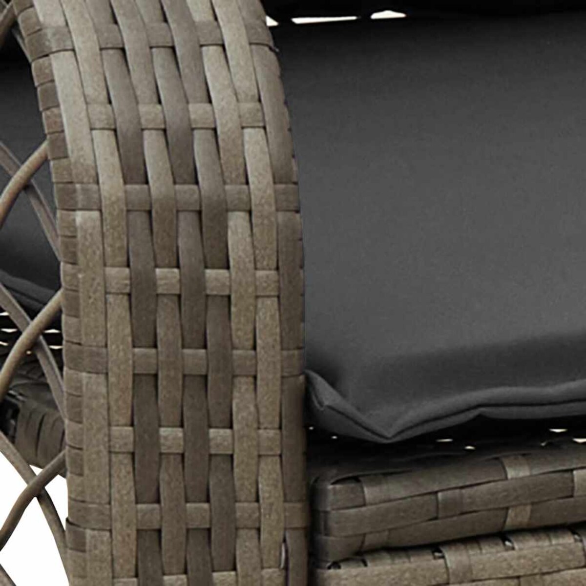 vidaXL Bujane krzesło ogrodowe z poduszkami, szare, polirattan