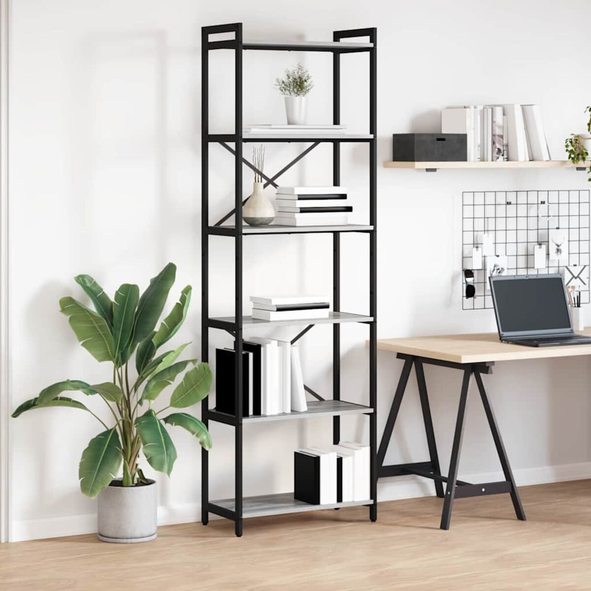 vidaXL Półka na książki Szary dąb sonoma 60 x 30 x 188 cm