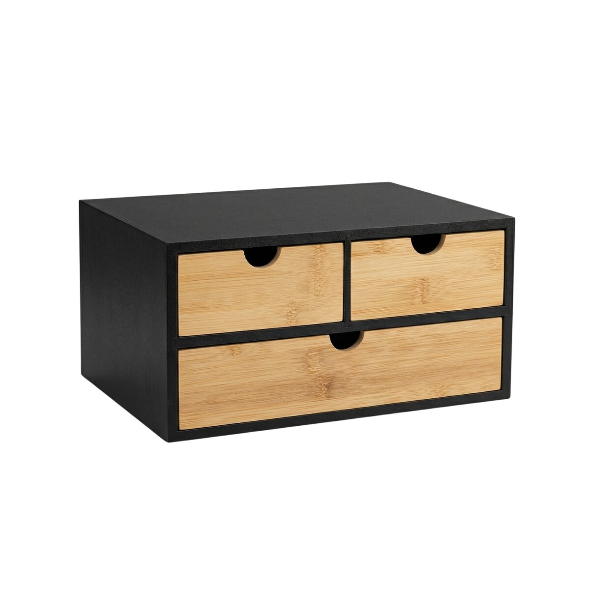 Bambusowy organizer na biurko HEGO,16 cm, 3 szufladkowy szufladkami