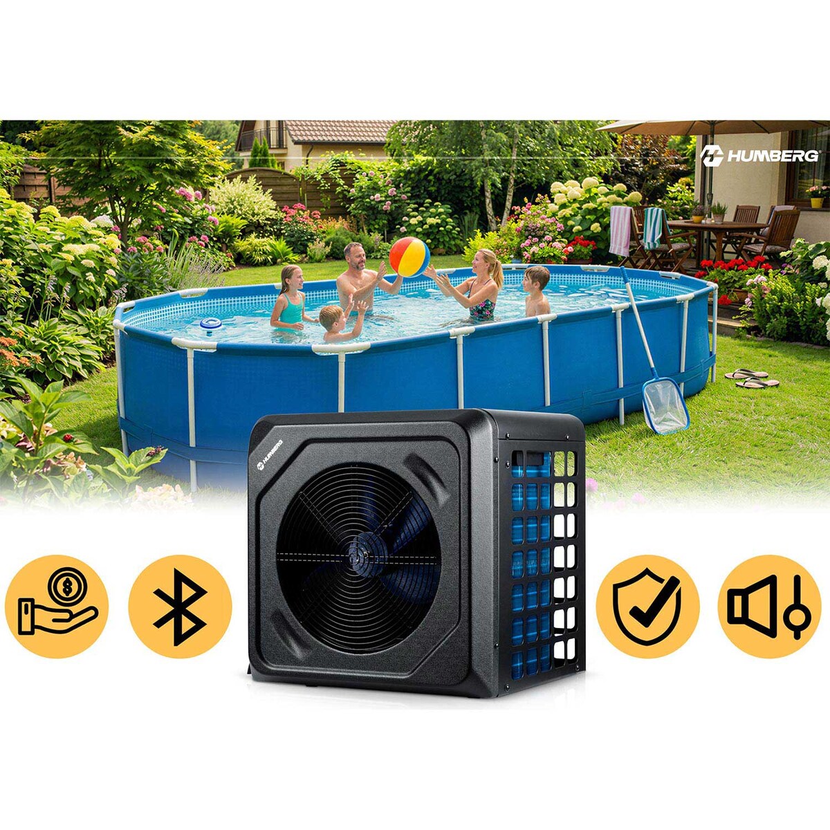 Pompa ciepła Humberg HM-910 do basenu podgrzewacz wody 5 kW oszczędny Eko