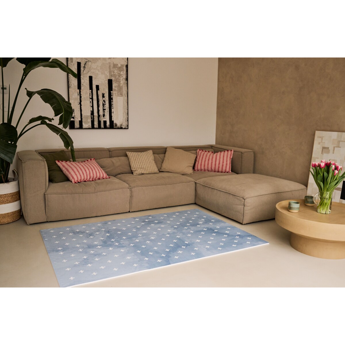 Mata Piankowa Puzzle OLYA KIDS wzór CROSS AZURE 120x180 cm