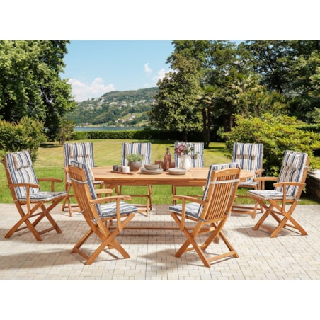 Zestaw ogrodowy dla 8 osób MAUI II z poduszkami Drewno akacjowe Kolorowy