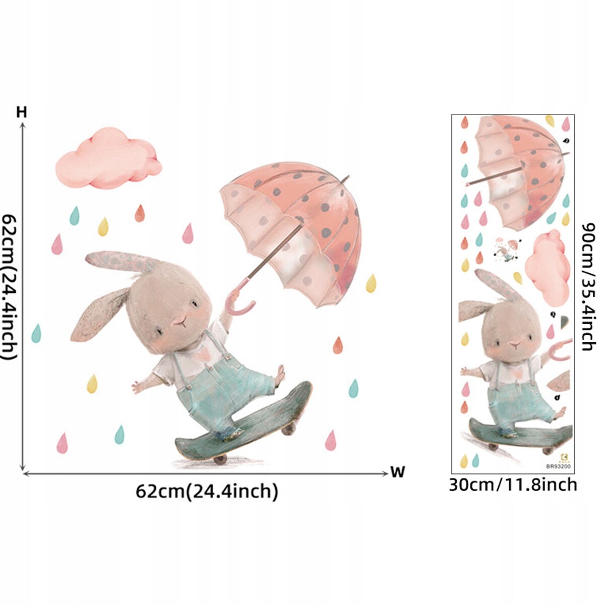 naklejki na ścianę do pokoju dziecka, sipo, króliczek na deskorolce