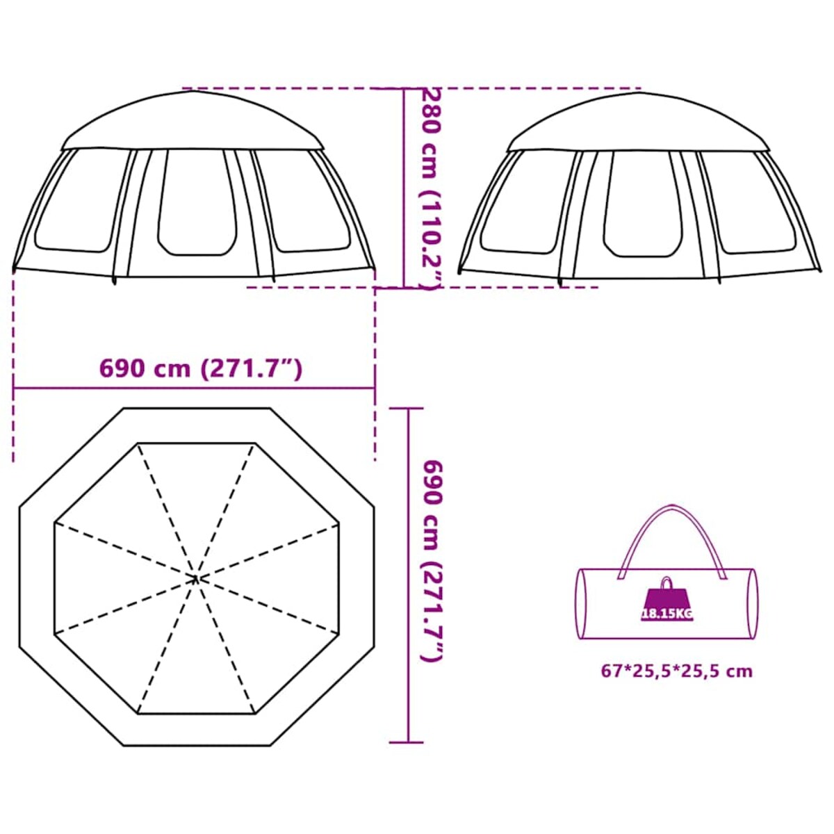 vidaXL Namiot basenowy z odpinanym tropikiem i ścianami z siatki