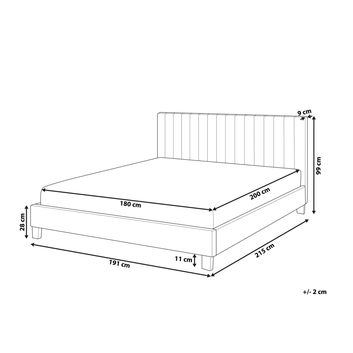Łóżko tapicerowane 180 x 200 cm jasnoszare POITIERS