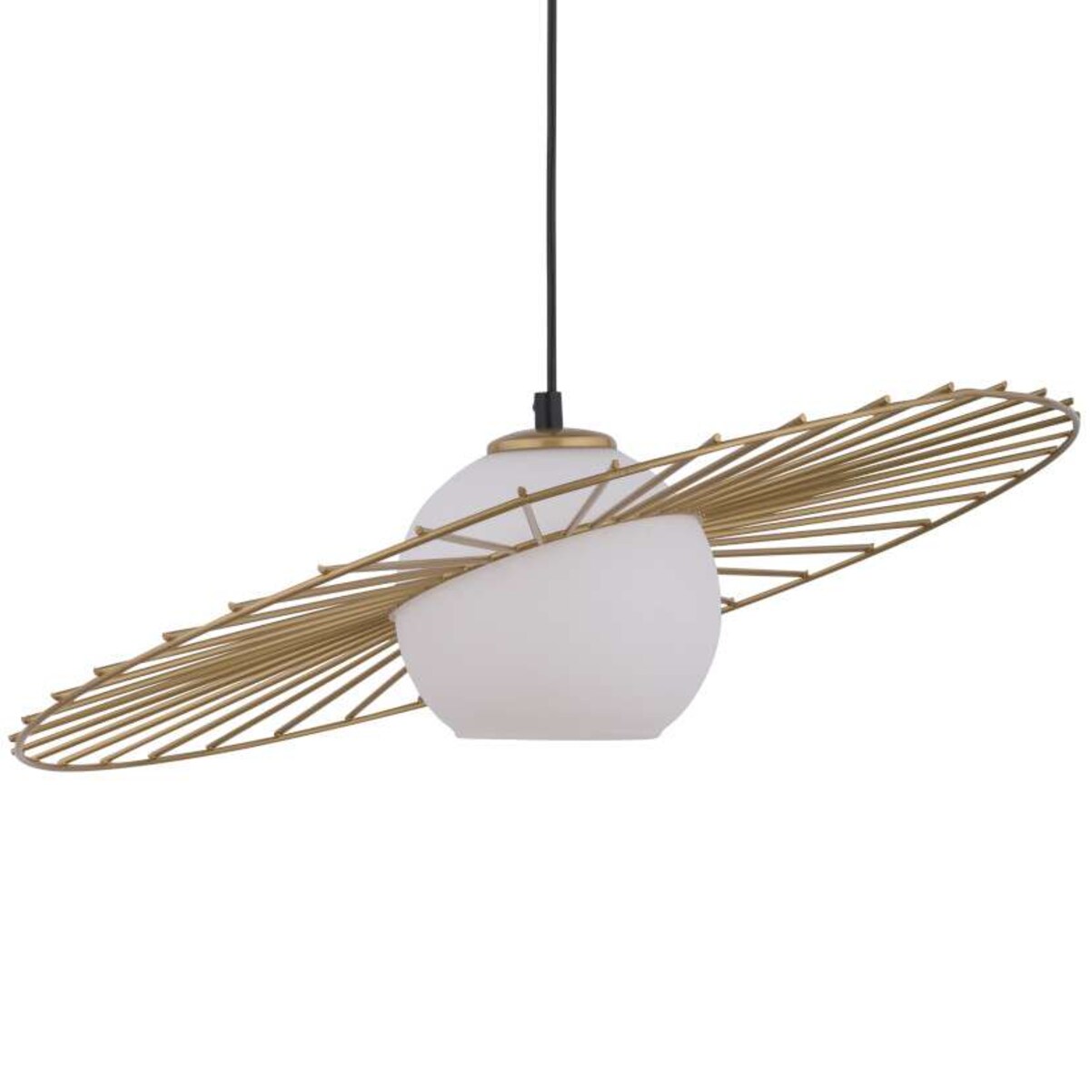 Modernistyczna LAMPA wisząca SOL 32037 Sigma metalowa OPRAWA druciana ZWIS szklana kula ball czarna biała złota