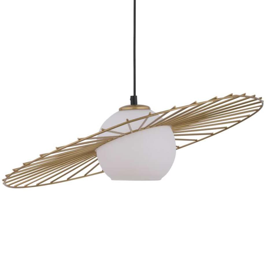 Modernistyczna LAMPA wisząca SOL 32037 Sigma metalowa OPRAWA druciana ZWIS szklana kula ball czarna biała złota