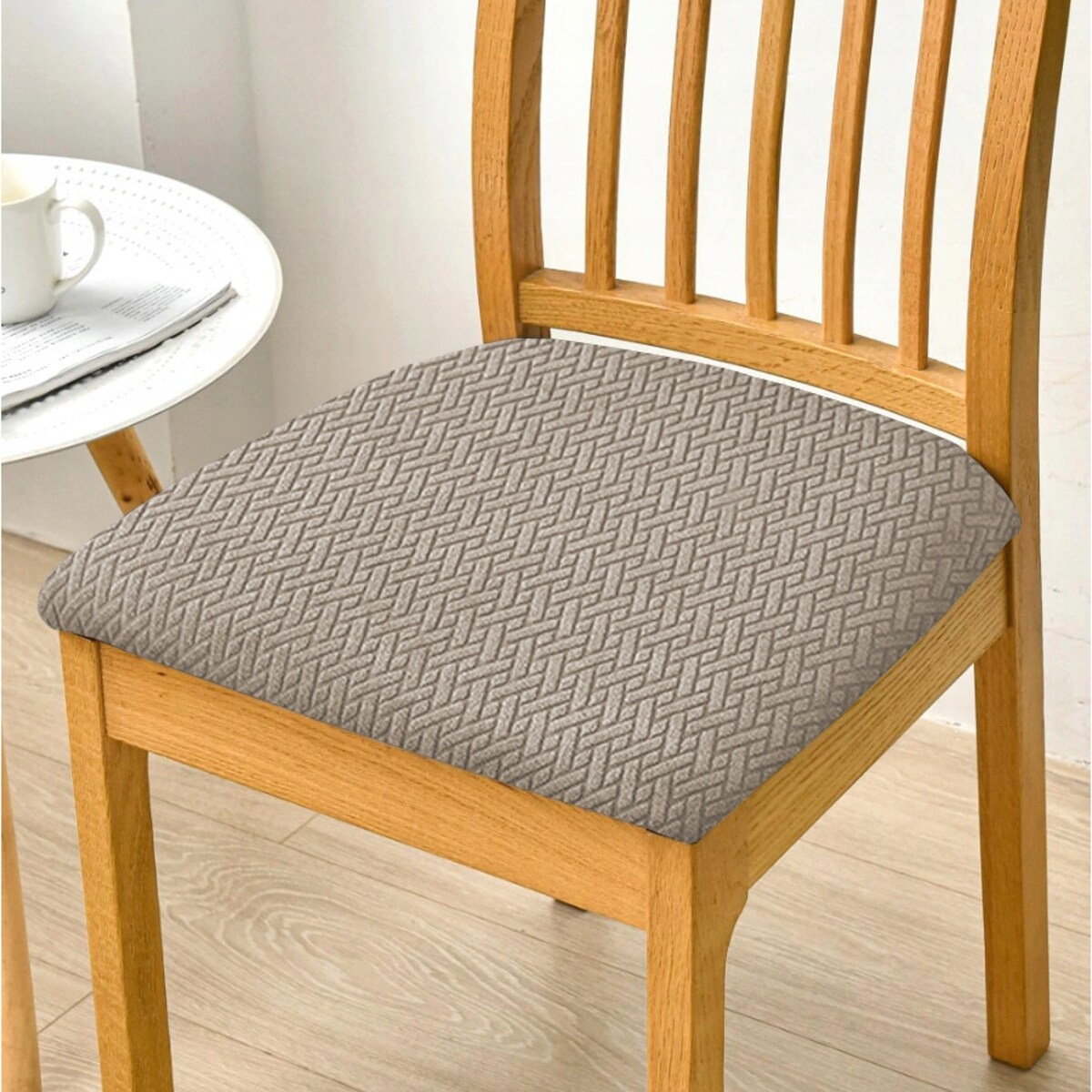 POKROWIEC NA SIEDZISKO 40x40cm SZARY BEŻ ŻAKARD ELASTYCZNY [60-Z1-SZB]