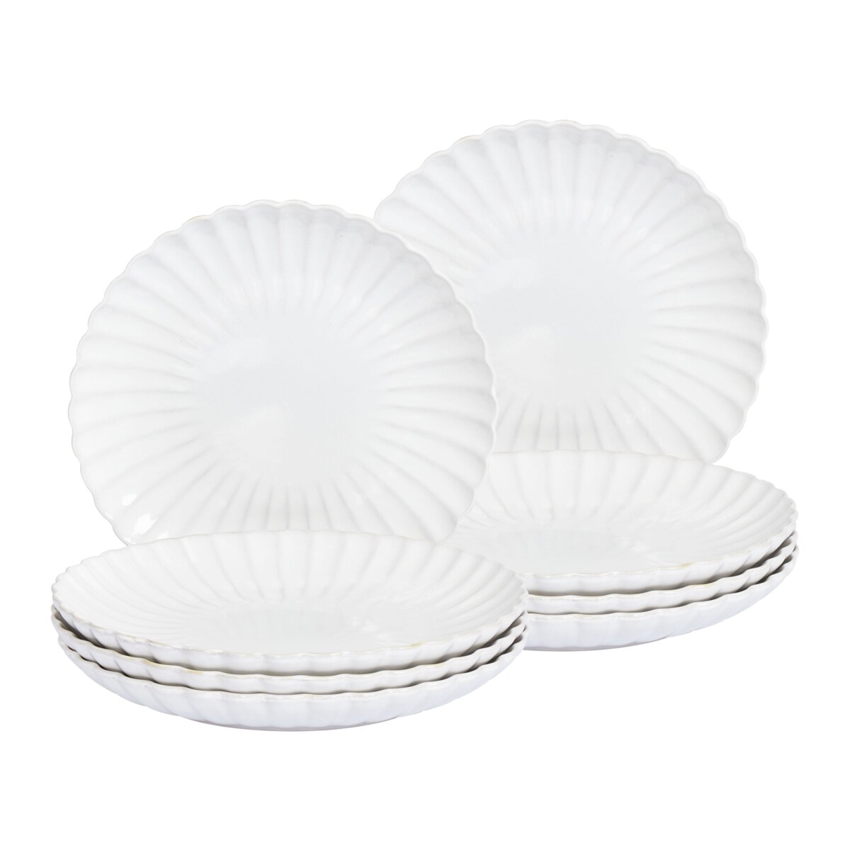 Zestaw 8 dużych talerzy NETTLE Kamionka Złamana biel