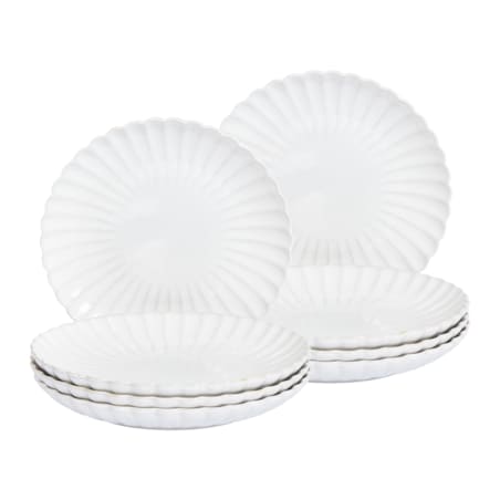 Zestaw 8 dużych talerzy NETTLE Kamionka Złamana biel