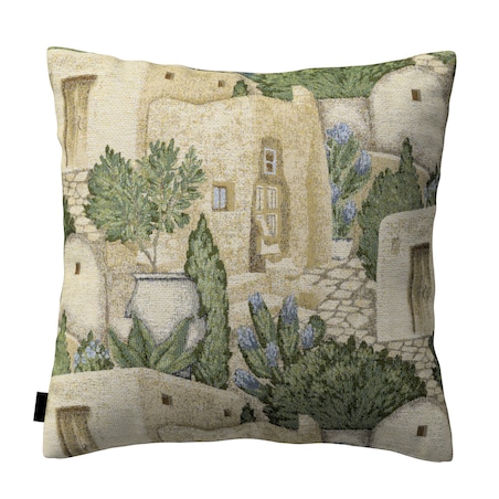 Poszewka Kinga na poduszkę 50x50 piaskowo-zielony motyw śródziemnomorski