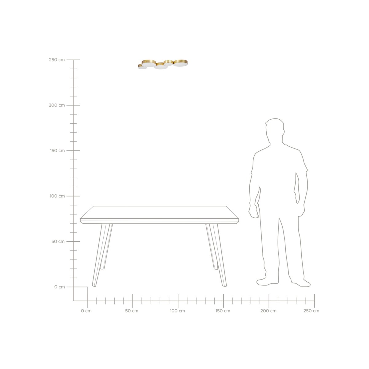 Lampa sufitowa LED 5-punktowa metalowa złota LUGA
