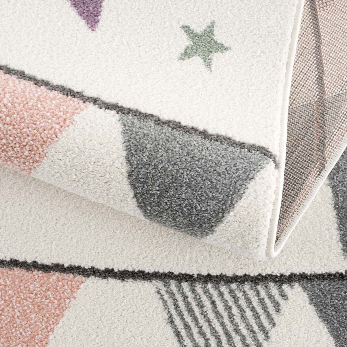 Dywan do pokoju dziecięcego okrągły kolorowe trójkąty Animai 9381 Krem 160x160