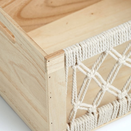 Drewniane pudełko z ażurowym frontem BOHO, 35 x 25 x 18 cm