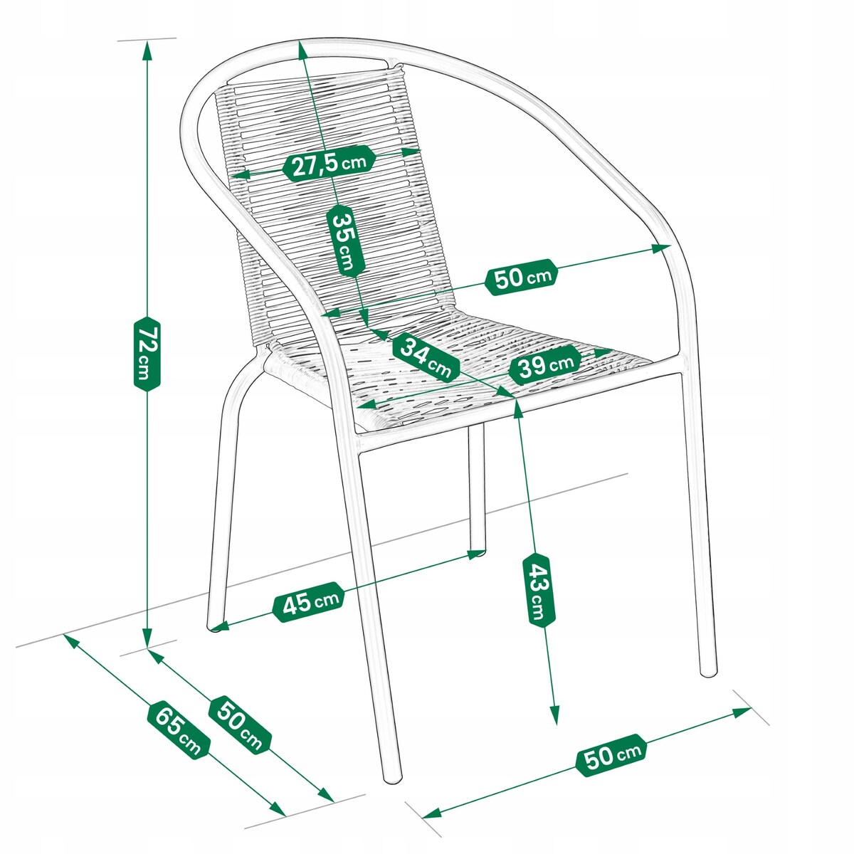 4 X Fotel Bistro Sznurkowy Wygodne Krzesło Ogrodowe Na Balkon Do Ogrodu