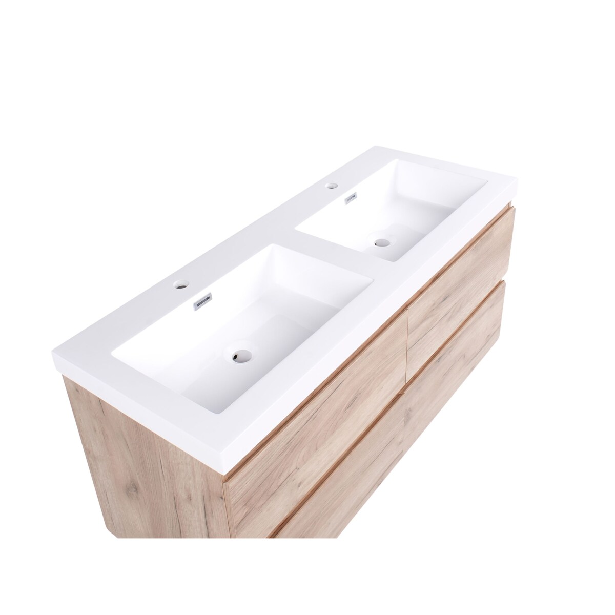 Szafka łazienkowa wisząca z podwójną umywalką RANCO 120 cm 52 cm Jasnobrązowy