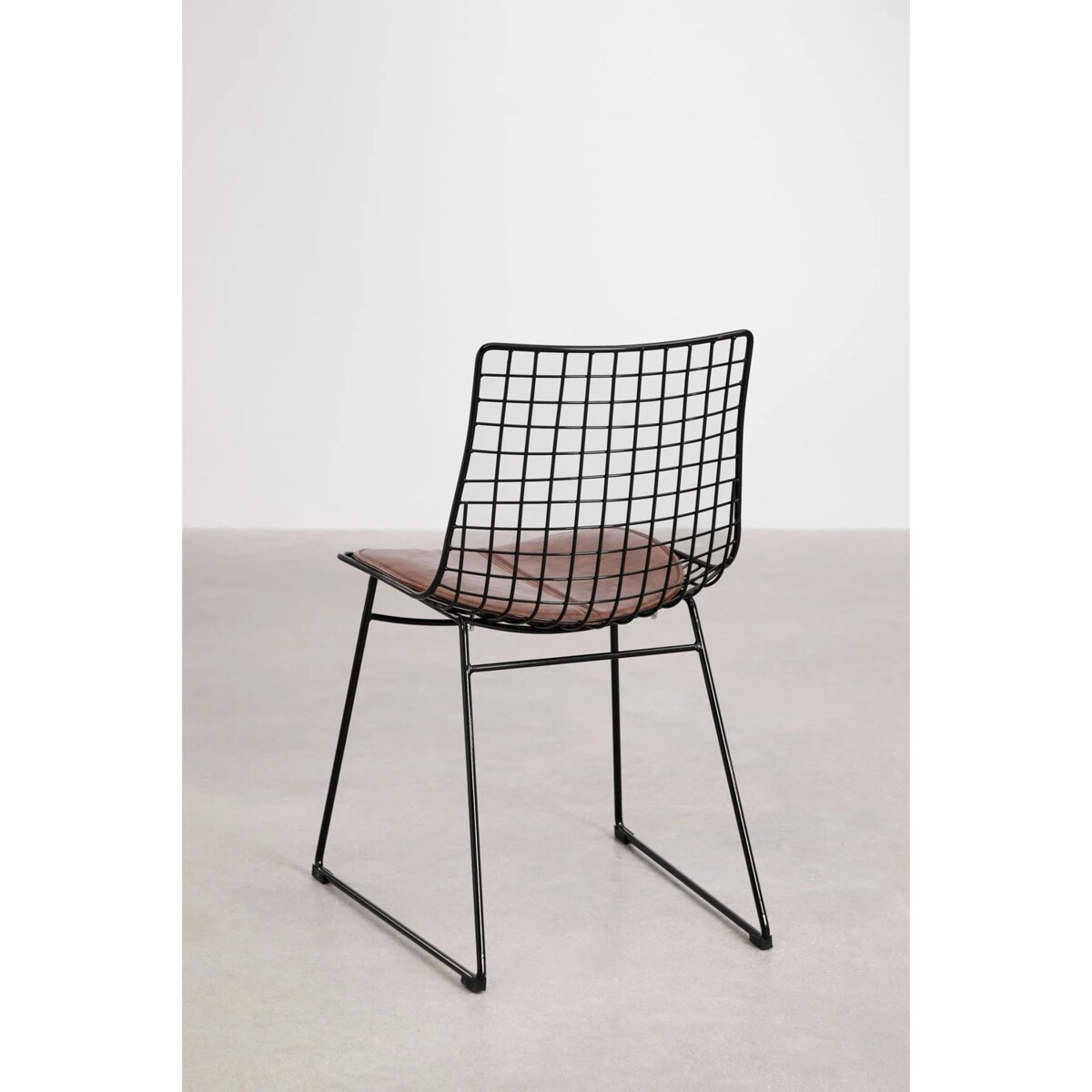 Krzesło metalowe, czarne z brązową poduszką Renee