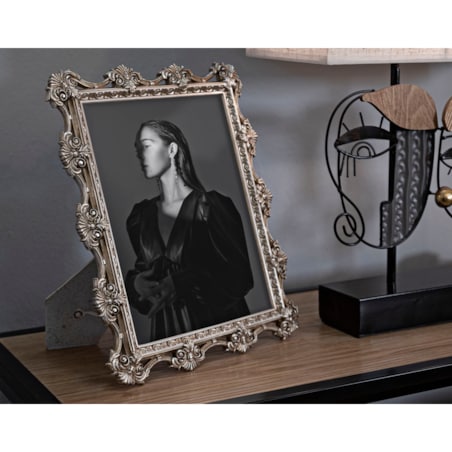 Ramka na zdjęcia Florence, zdjęcie 20 x 25 cm, kolor srebrny, żywica syntetyczna, rama 27 x 2,2 x 32 cm, na fotografie i portrety, Mauro Ferretti