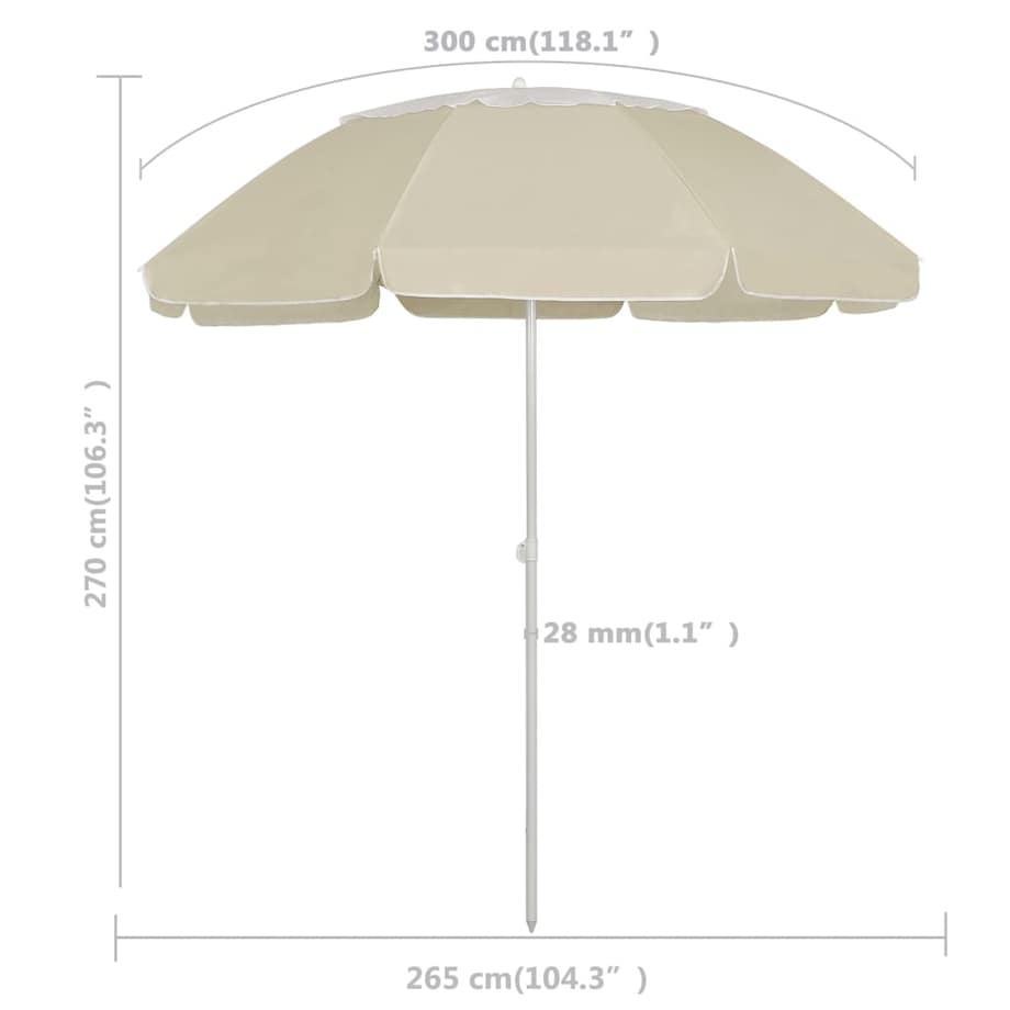 vidaXL Parasol plażowy, piaskowy żółty, 300 cm