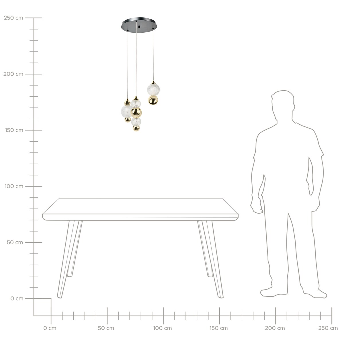 Lampa wisząca 3-punktowa SORA LED Szkło Złoty