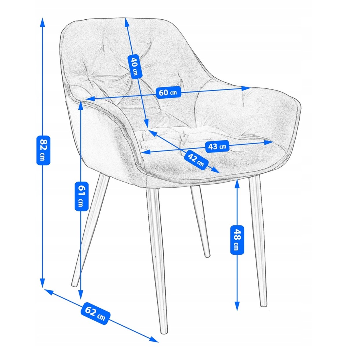Krzesło welurowe tapicerowane LARGO czarne