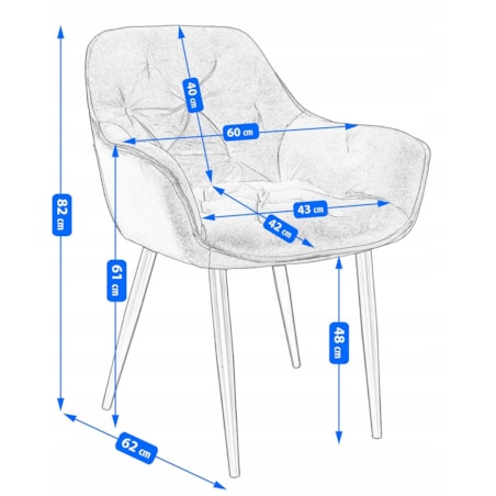 Krzesło welurowe tapicerowane LARGO czarne