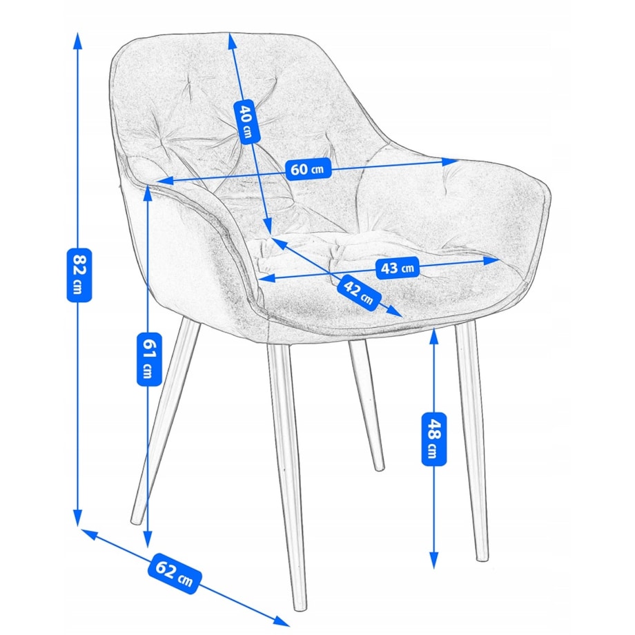 Krzesło welurowe tapicerowane LARGO czarne