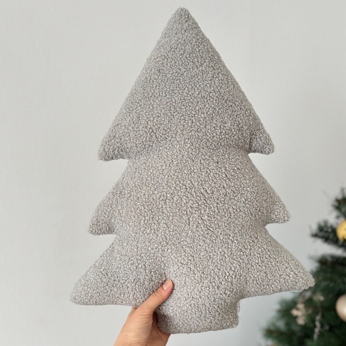 Poduszka Choinka boucle jasna szara