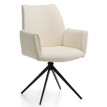 Krzesło tapicerowane szenilowe boucle ecru glamour do salonu PRATO jasnobeżowe