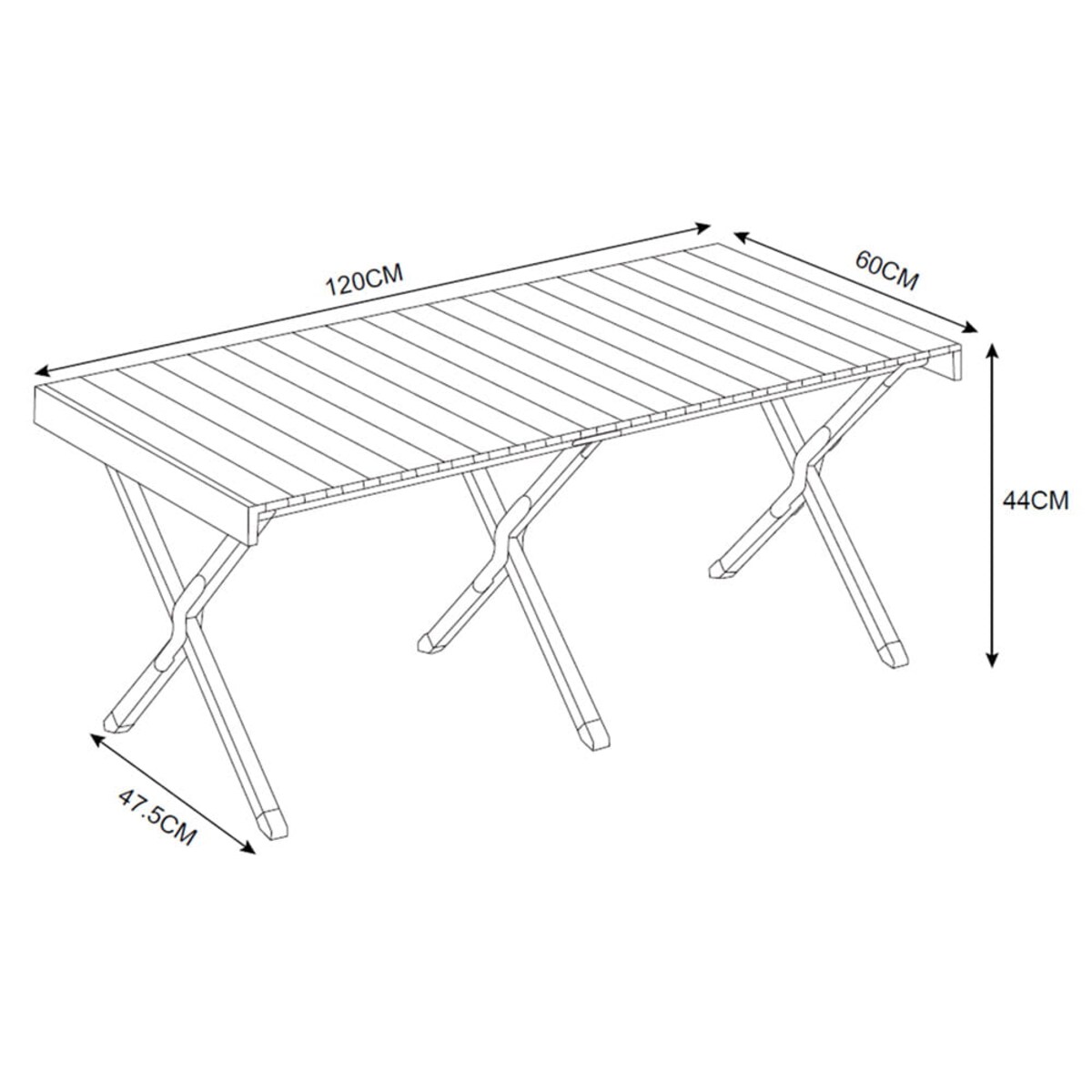 Składany stół kempingowy, Drevo 120cm, Aluminiowy