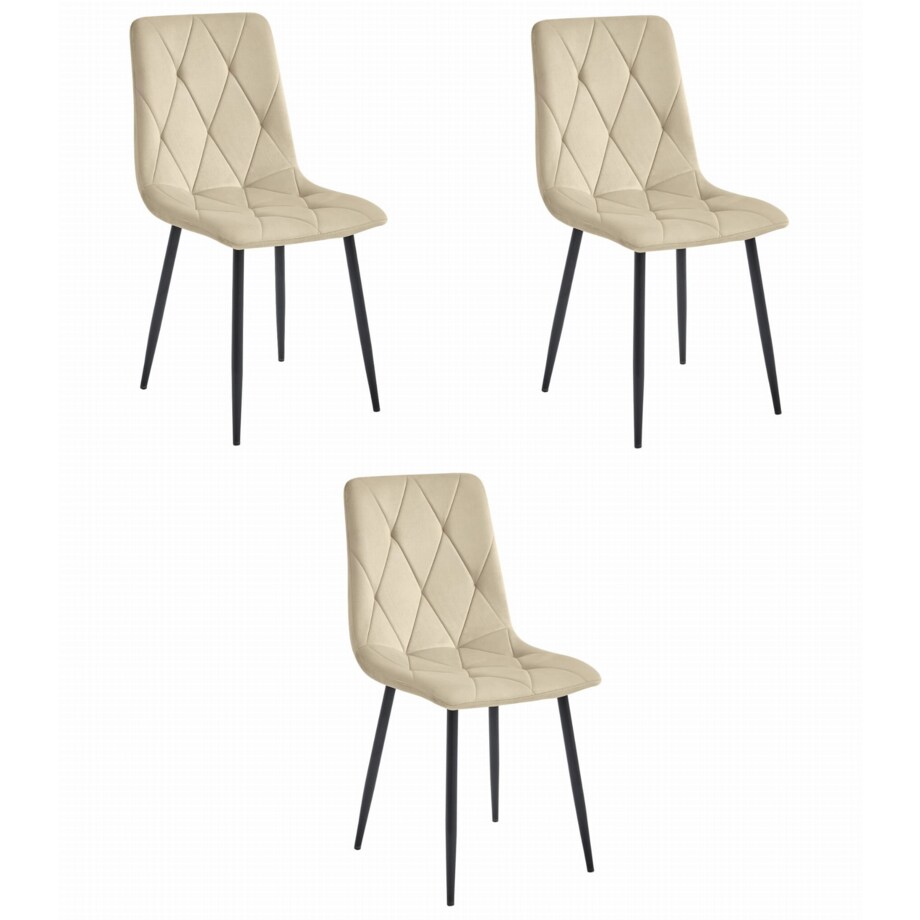 Krzesło Do Jadalni Kuchni Salonu Libra - Jasny Beż Aksamit / Nogi Czarne X 3