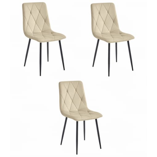 Krzesło Do Jadalni Kuchni Salonu Libra - Jasny Beż Aksamit / Nogi Czarne X 3