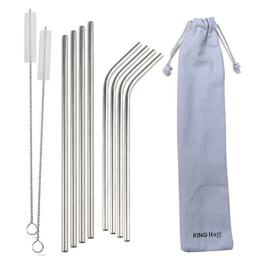 Zestaw słomek do picia ze stali nierdzewnej 11 elementów słomki KINGHOFF
