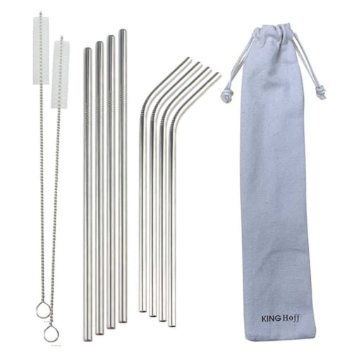 Zestaw słomek do picia ze stali nierdzewnej 11 elementów słomki KINGHOFF