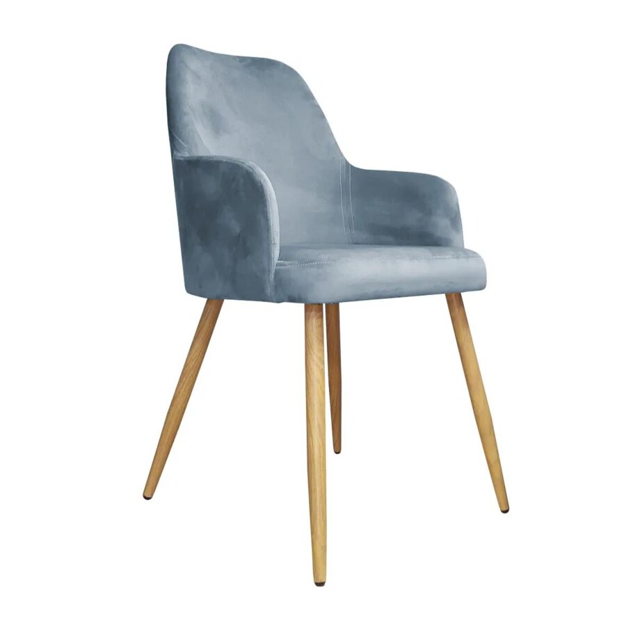 Krzesło WEZERA BL VELVET szare/dąb