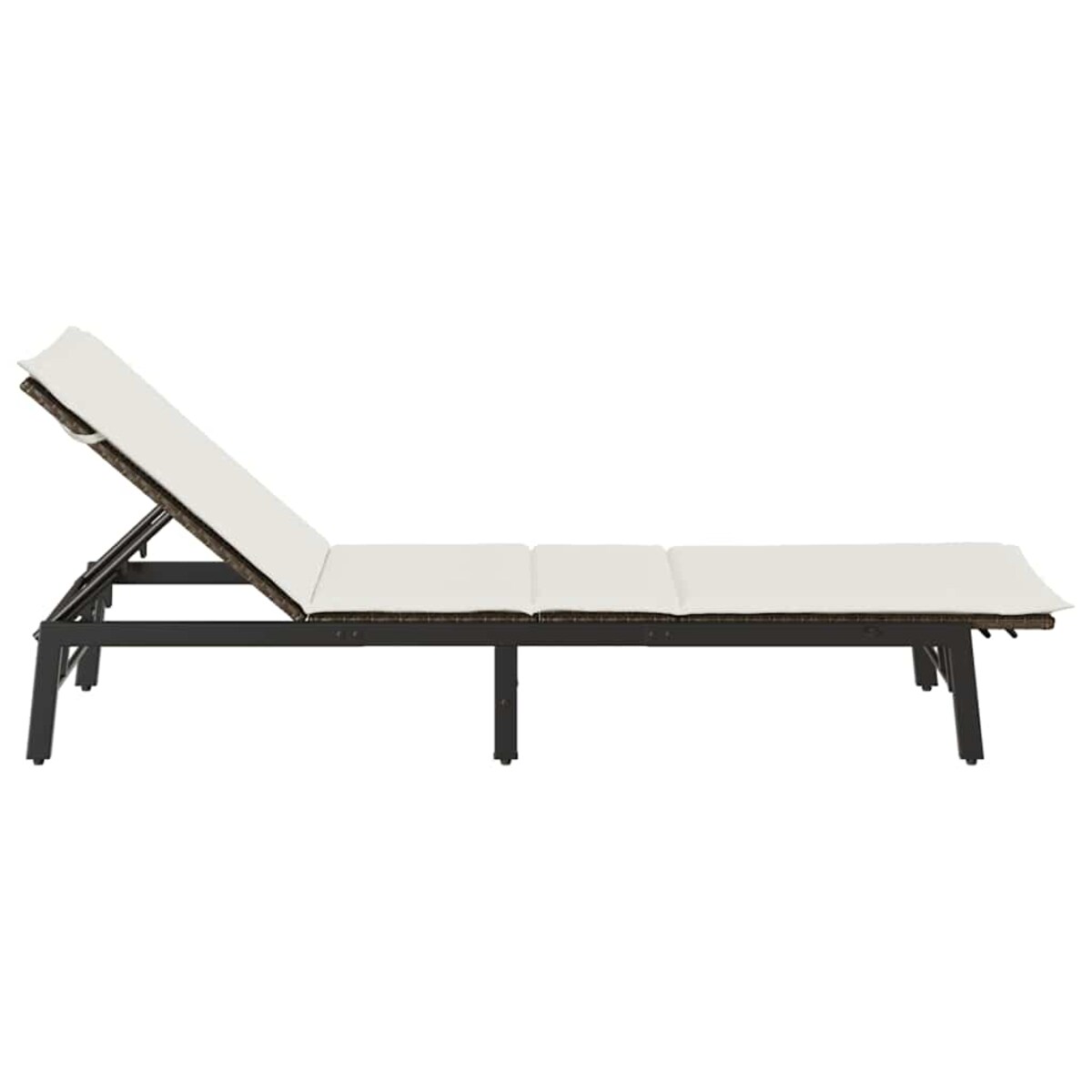 vidaXL Leżak z poduszką, brązowy, polirattan