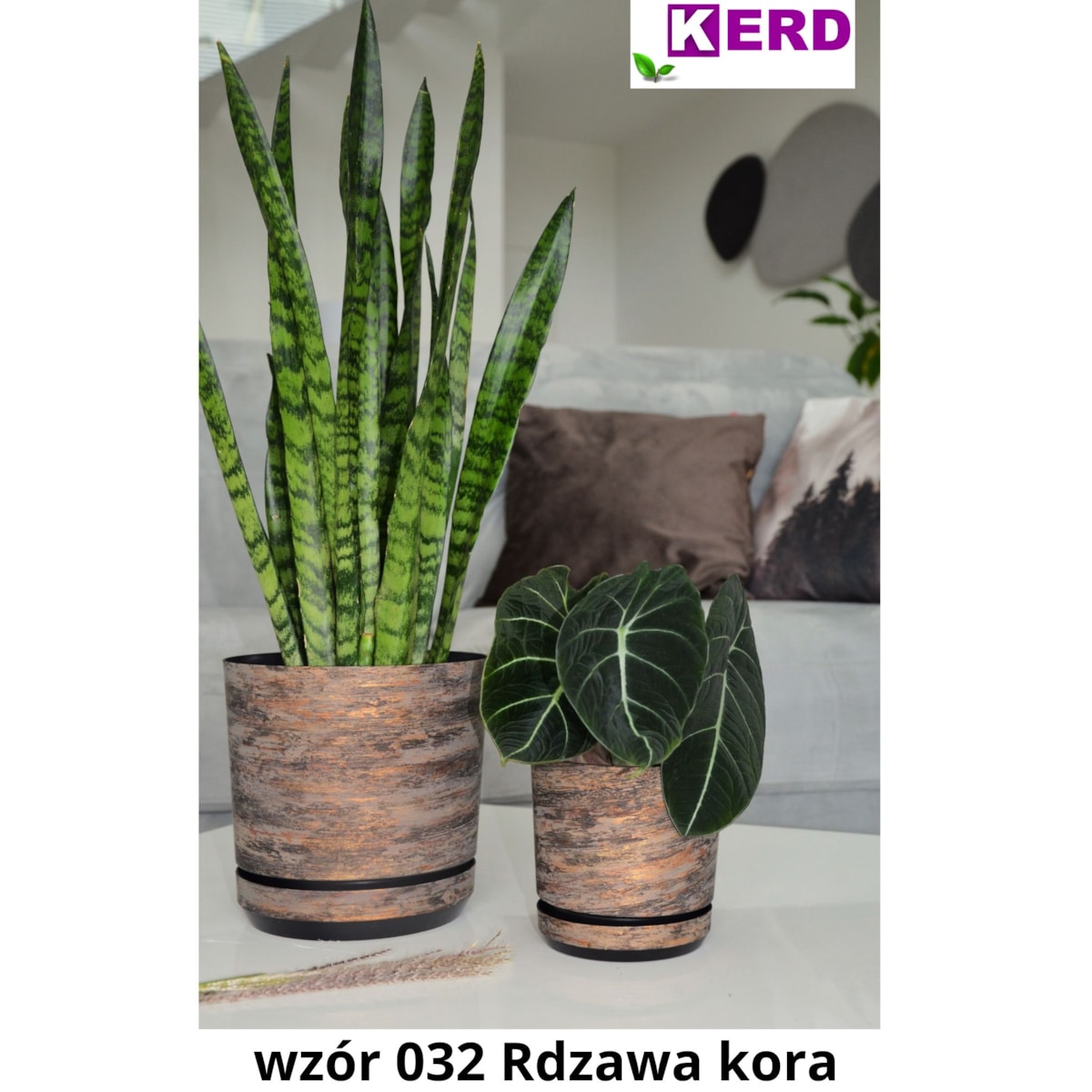 21 cm wzór RDZAWA KORA Doniczka z podstawką efekt drzewa imitacja rustykalna naturalny drewnopodobna barwy lasu