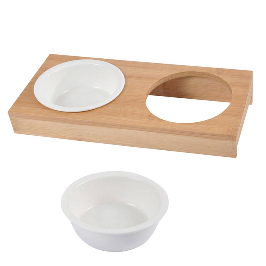 Ceramiczne miski dla psa, Ø 12 cm, na bambusowym stojaku