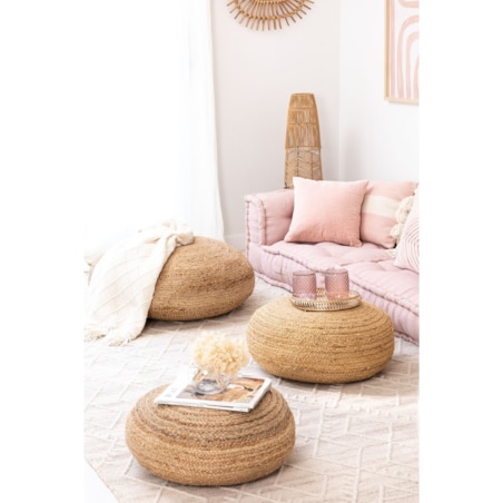 Pufa poducha na podłogę z juty hand-made Ø80 cm