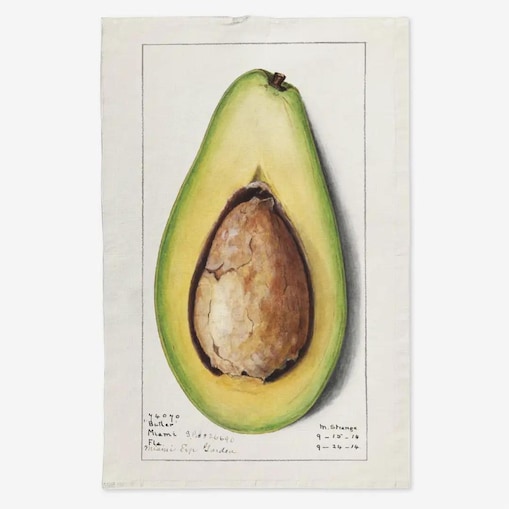 Lniany ręcznik kuchenny - zielone awokado