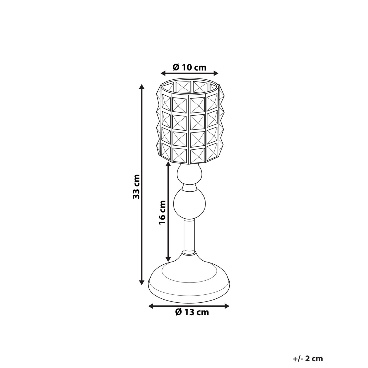 Świecznik szklany 33 cm srebrny AVORD