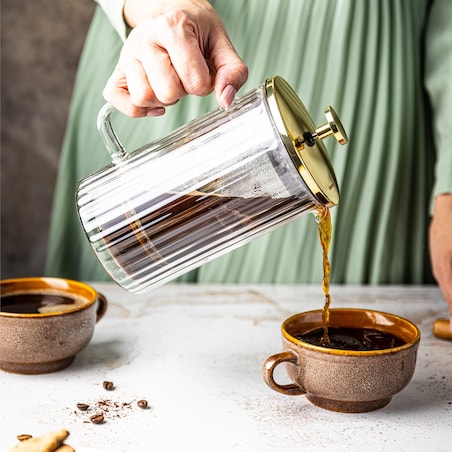 Zaparzacz do kawy herbaty szklany 600ml French Press złoty KLAUSBERG