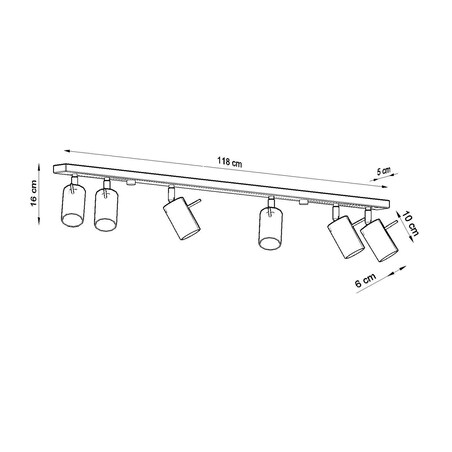 Plafon RING 6L czerwony