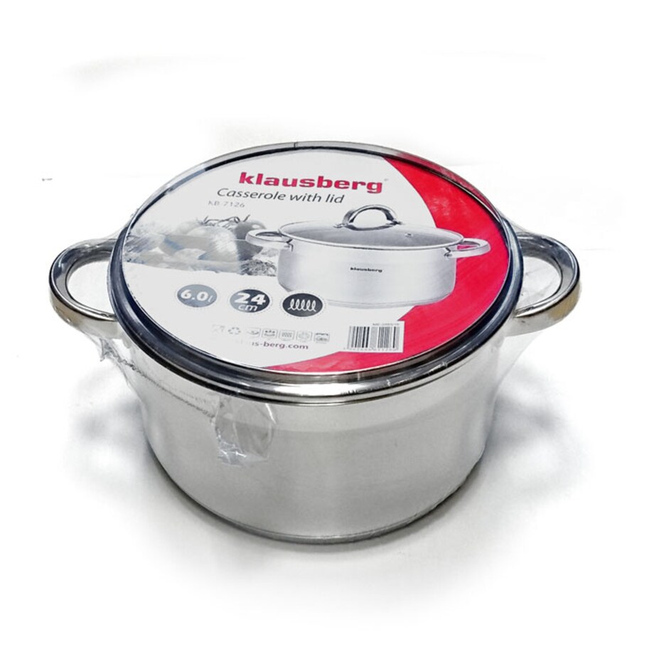 Garnek stalowy z pokrywką indukcja gaz 6.0L 24cm KLAUSBERG