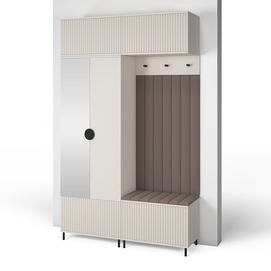Garderoba Ritmo wersja 2 z lustrem i panelami Trinity 06 Cashmere