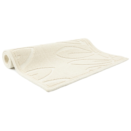Dywanik łazienkowy Lino 73x135 cm bawełniany roślinny beżowy