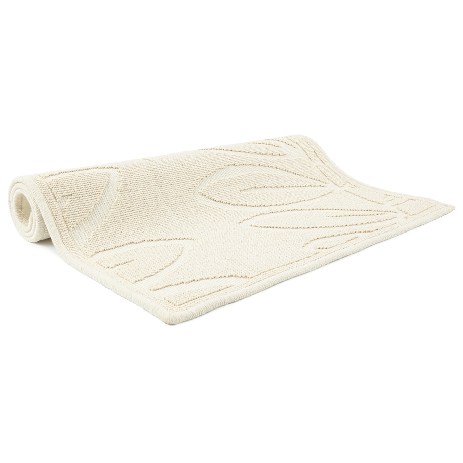 Dywanik łazienkowy Lino 73x135 cm bawełniany roślinny beżowy