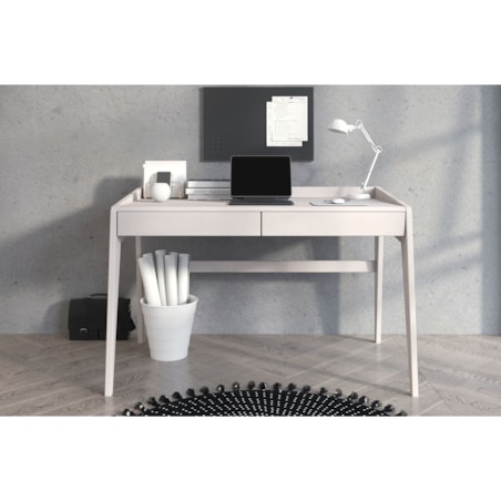 Drewniane bukowe biurko / toaletka z szufladami Visby LISA/ kolor biały