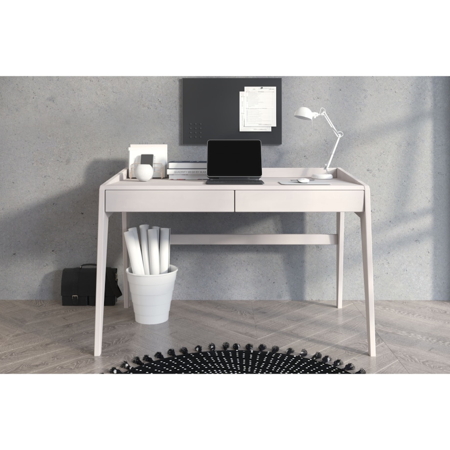 Drewniane bukowe biurko / toaletka z szufladami Visby LISA/ kolor biały