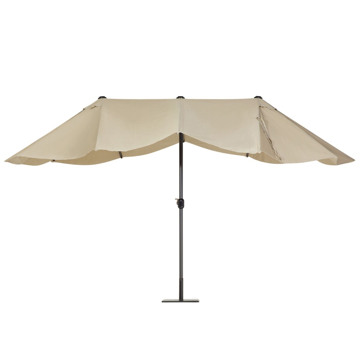 Duży parasol ogrodowy 270 x 460 cm beżowoszary SIBILLA